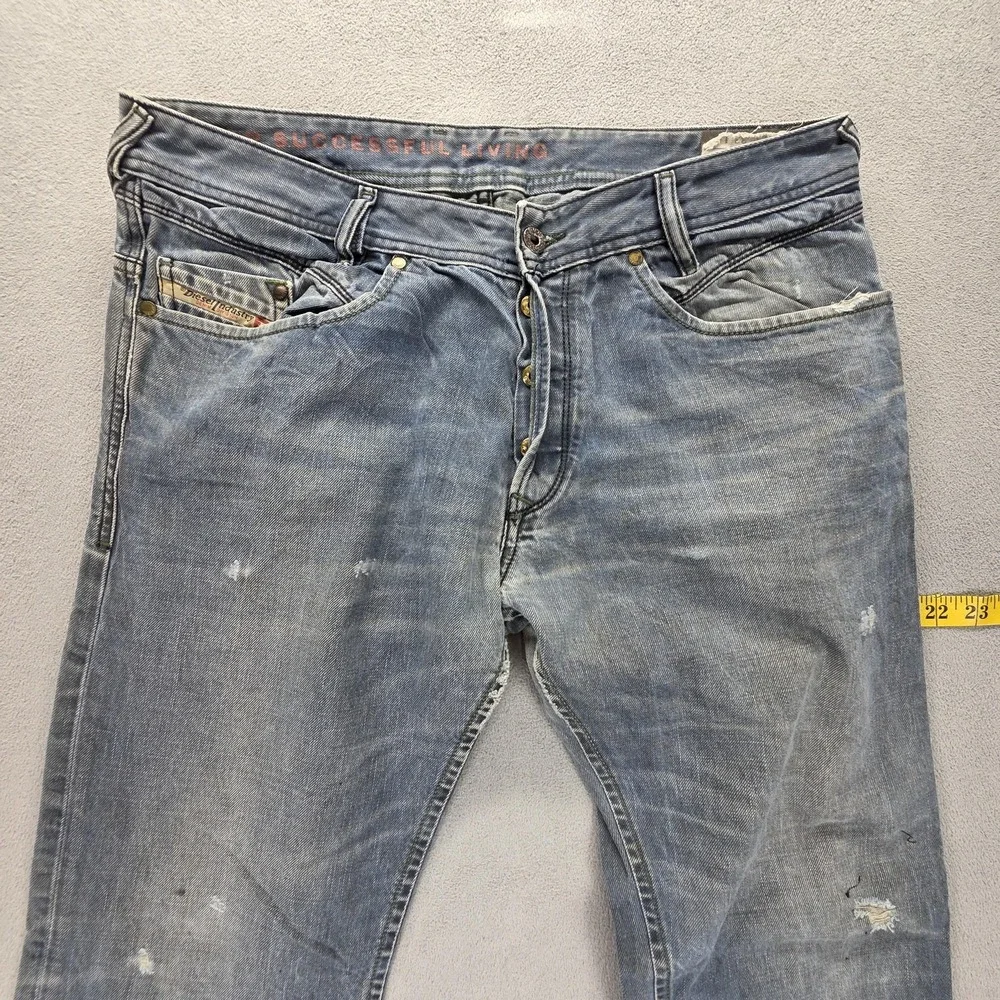 Diesel Jeans Mens 33x32 Blue Iakop Regular Slim Tapered Button Fly Italy 0804J